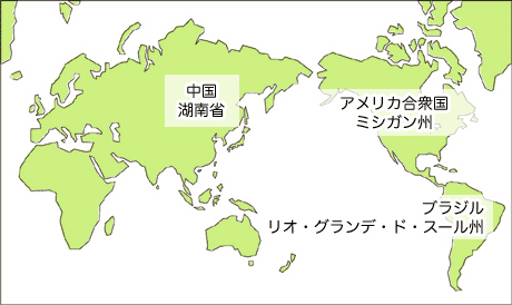姉妹都市を示した世界地図