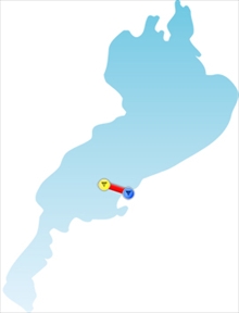 堀切新港から沖島への航路図