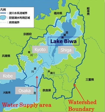 ▲Area utilizing water of Lake Biwa
