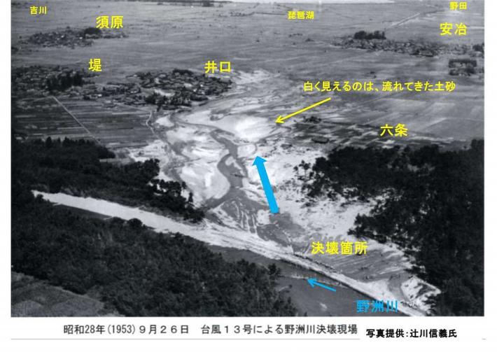昭和28年台風13号の水害写真