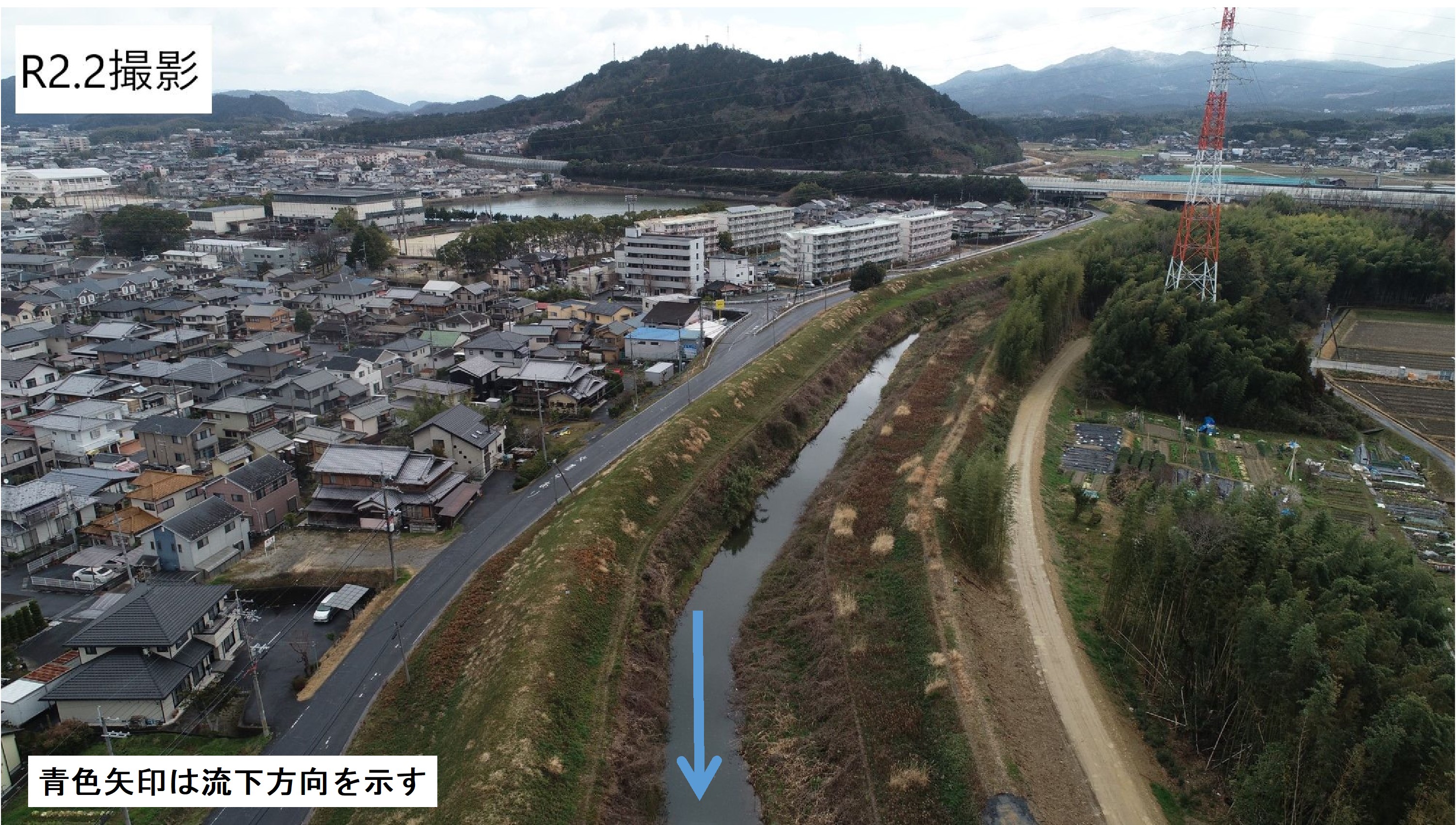 金勝川広域河川改修事業の工事前の画像です