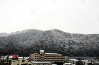 県庁南側の山もうっすらと雪化粧
