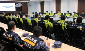 災害対策本部室にて滋賀県総合防災訓練