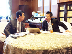 三日月知事が滋賀県選出の国会議員と意見交換する様子。