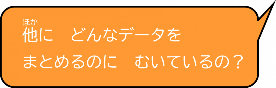 他にどんなデータをまとめるのにむいているの?