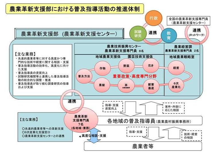 農業革新支援部における普及指導活動の推進体制