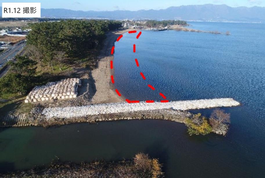 菖蒲浜地区の突堤工事完了後の画像です。