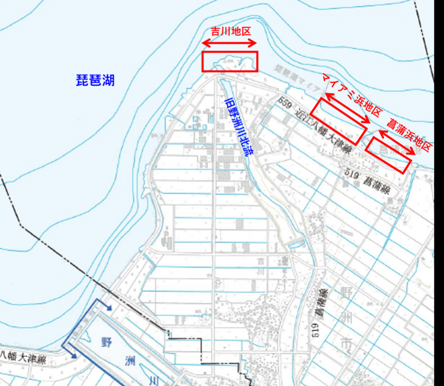 琵琶湖(マイアミ浜)総流防浜崖対策事業