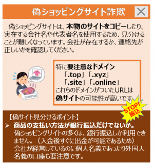 偽ショッピングサイトに注意