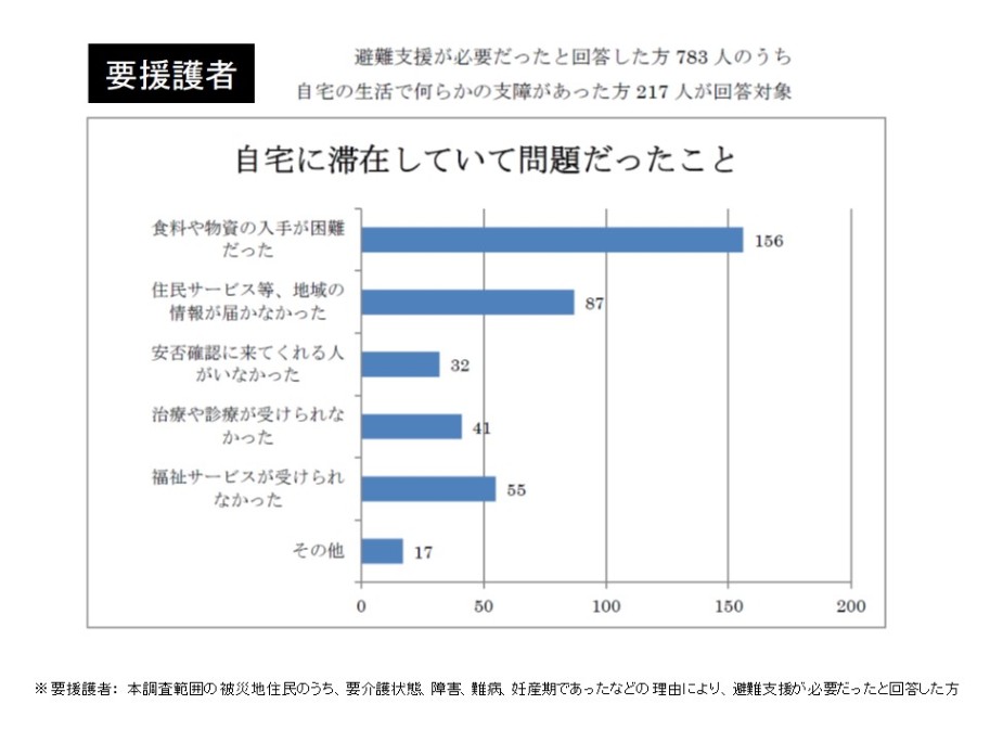 自宅に滞在していて問題だったこと(要援護者)