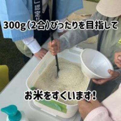 お米すくいを行っている写真