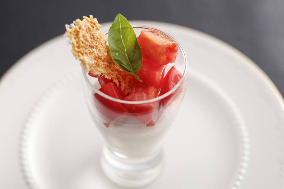 クリームチーズのカプレーゼの画像、Trattoria DELA MELAホームページへのリンク