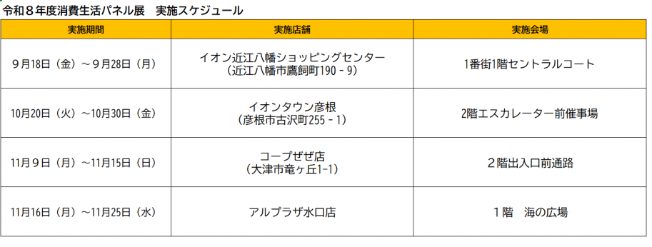 消費啓発パネル展スケジュール