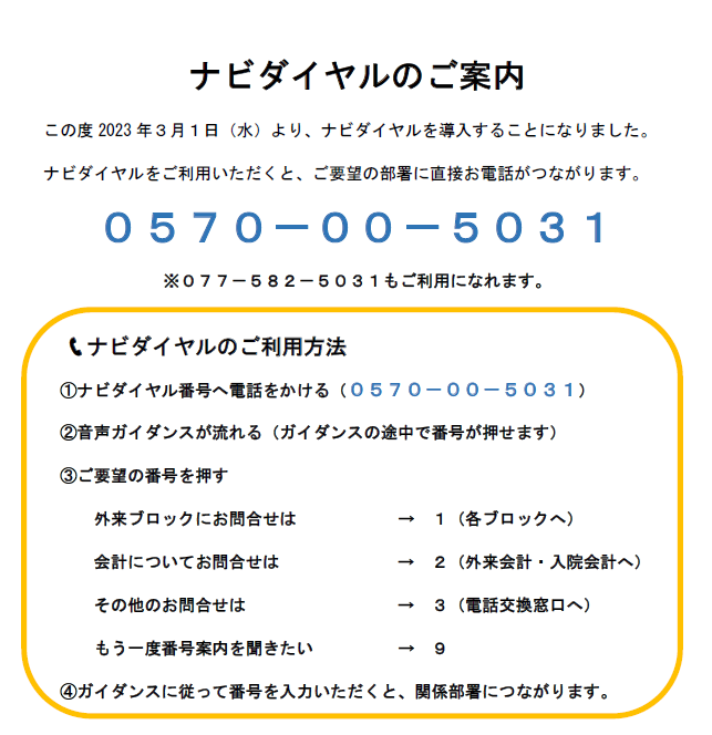 ナビダイヤルのご案内