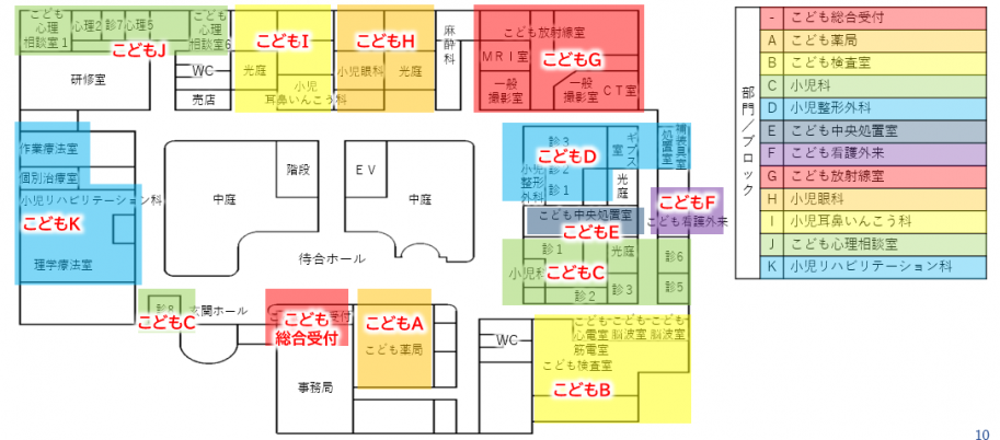 こども棟外来案内図