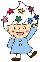 すまいるちゃんが左手を上げたポーズをとっているイラスト