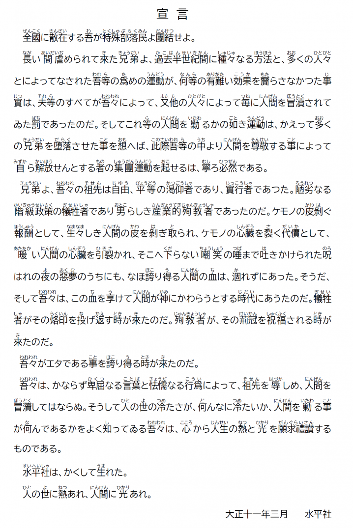 水平社宣言の全文