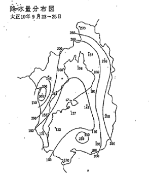 降水量分布図出典:滋賀県災害誌