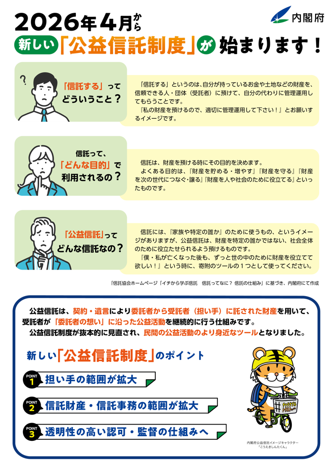 新しい「公益信託制度」一般向けポスター