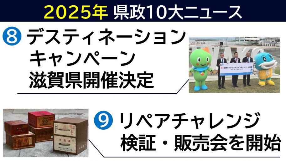 8.デスティネーションキャンペーン滋賀県開催決定9.リペアチャレンジ検証・販売会を開始