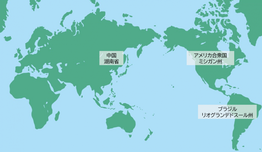友好州省の位置を示した世界地図