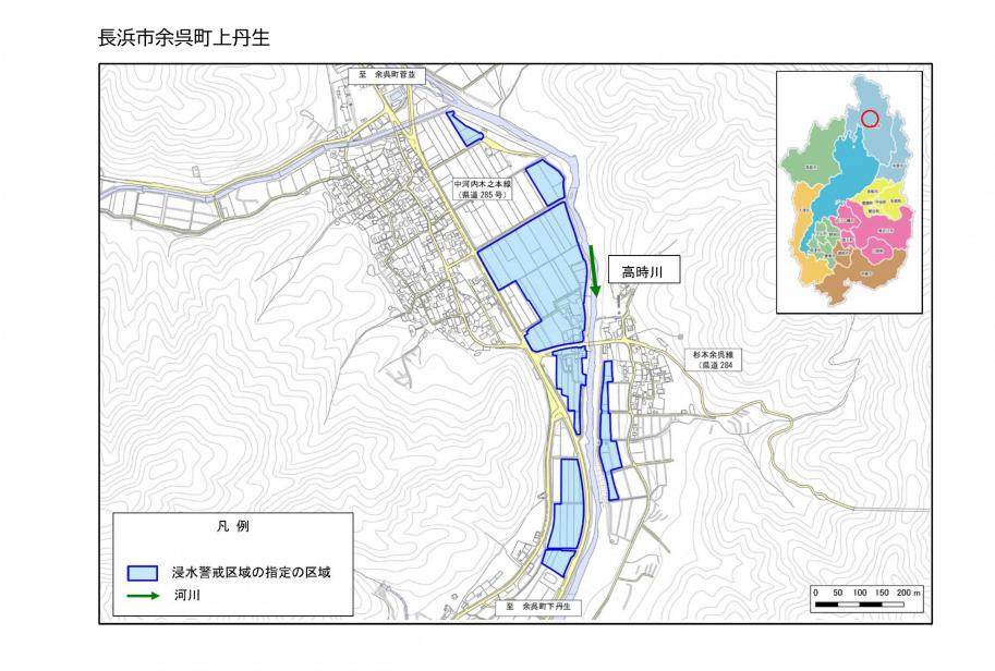 長浜市余呉町上丹生区域図