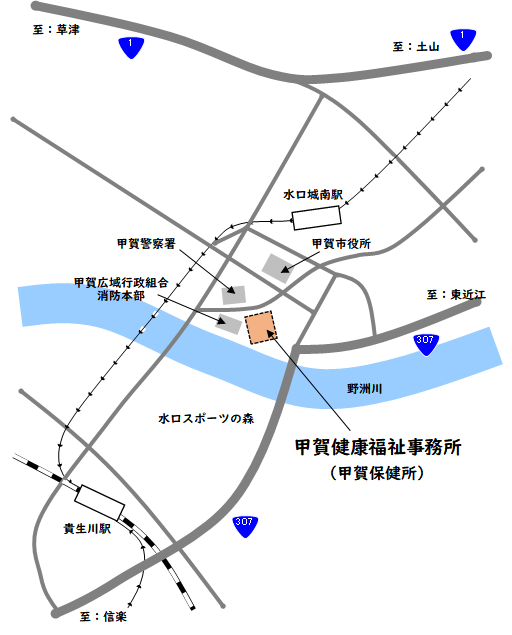 甲賀健康福祉事務所マップ図