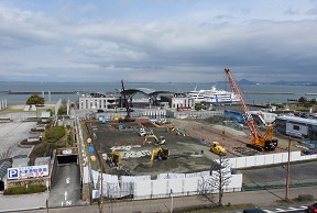 令和7年3月28日（金曜日）の新しい琵琶湖文化館建設地の様子。