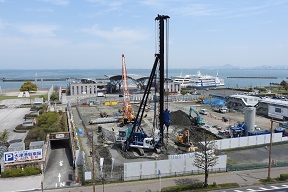 令和7年4月17日（金曜日）の新しい琵琶湖文化館建設地の様子。