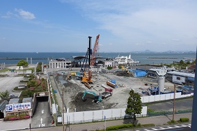 令和7年5月1日（木曜日）の新しい琵琶湖文化館建設地の様子。