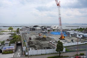 令和7年5月15日（木曜日）の新しい琵琶湖文化館建設地の様子。
