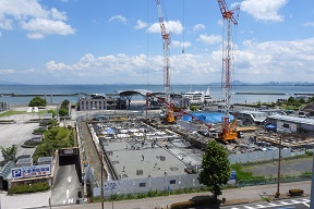 令和7年7月15日（火曜日）の新しい琵琶湖文化館建設地の様子。