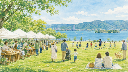 公園の賑わい画像