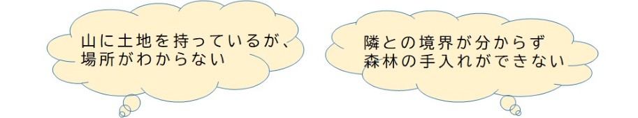 山に土地を持っているが、場所がわからない。隣との境界が分からず森林の手入れができない。