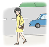 カバンは道路と反対側の腕に抱えましょう
