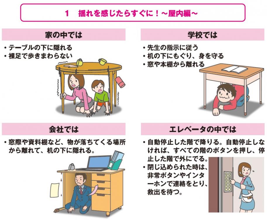 揺れを感じたらすぐに(屋内編)
