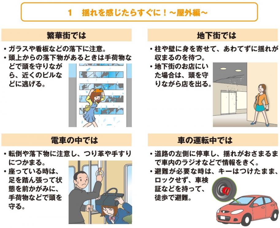 揺れを感じたらすぐに(屋外編)