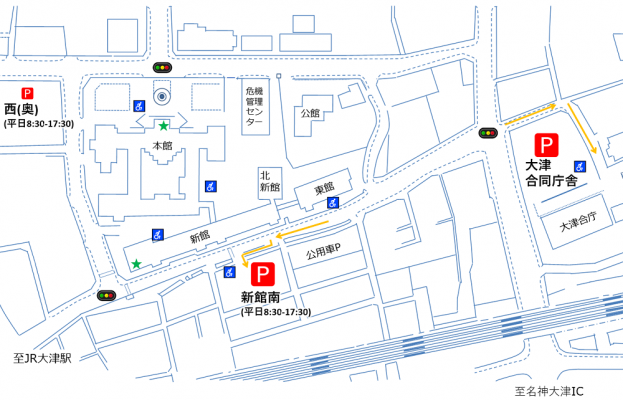 滋賀県庁来庁者用駐車場案内図