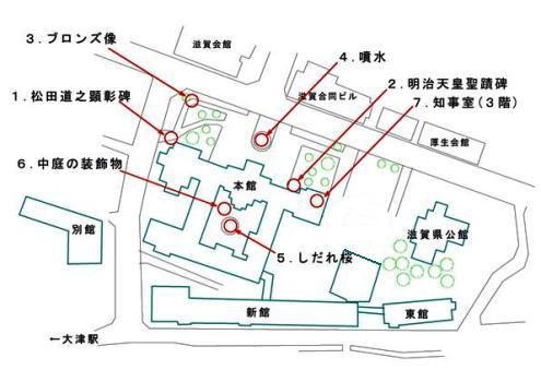 県庁舎配置図(見所)