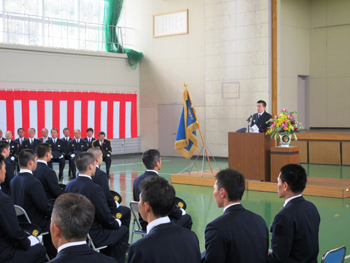 消防職員初任教育入校式にて挨拶