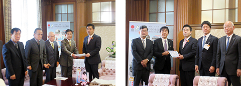 県道大野木志賀谷長浜線の拡幅改修、名神名阪連絡道路および国道422号線の整備に関する要望を受ける様子