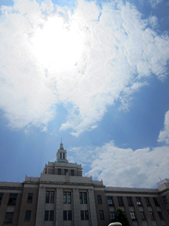 県庁から見上げる空