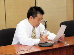 職員への知事談話にて、「『ビワイチ』サイクルツーリズムの推進」について述べる