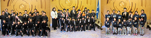 第47回全国ミニバスケットボール大会に出場する3チームから出場報をいただく