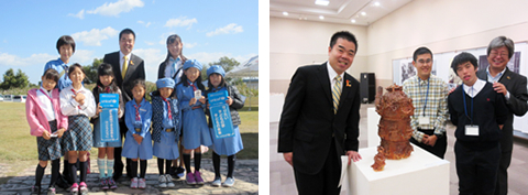 一斉清掃後子どもたちと一緒に&近江学園展示会