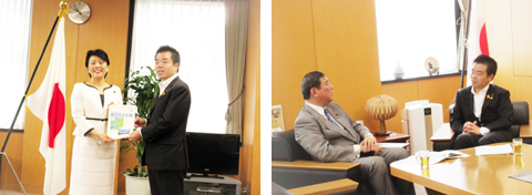 有村治子大臣および石破茂大臣に政策提案をする知事