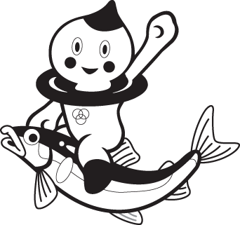 アユに乗っているうぉーたん白黒